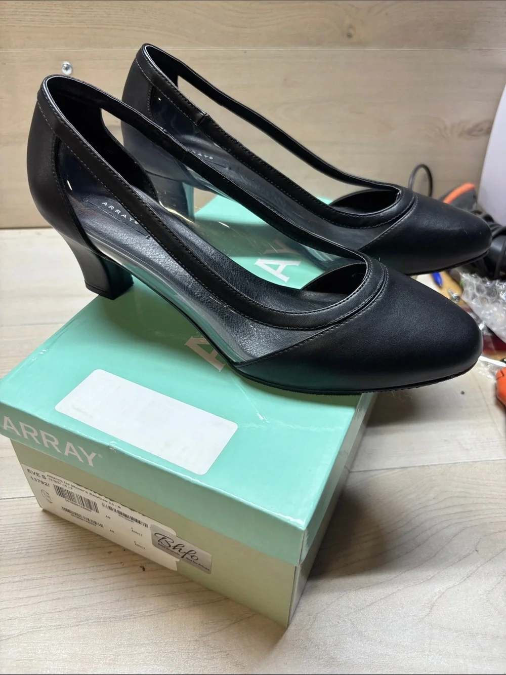 Array Black Women's Mid Block Heel Pumps #558